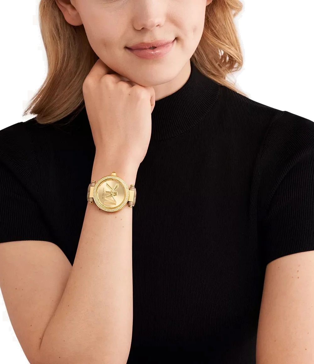 Montre Femme Michael Kors Parker MK4725 Cadran Doré Bracelet Cuir Beige vue 3