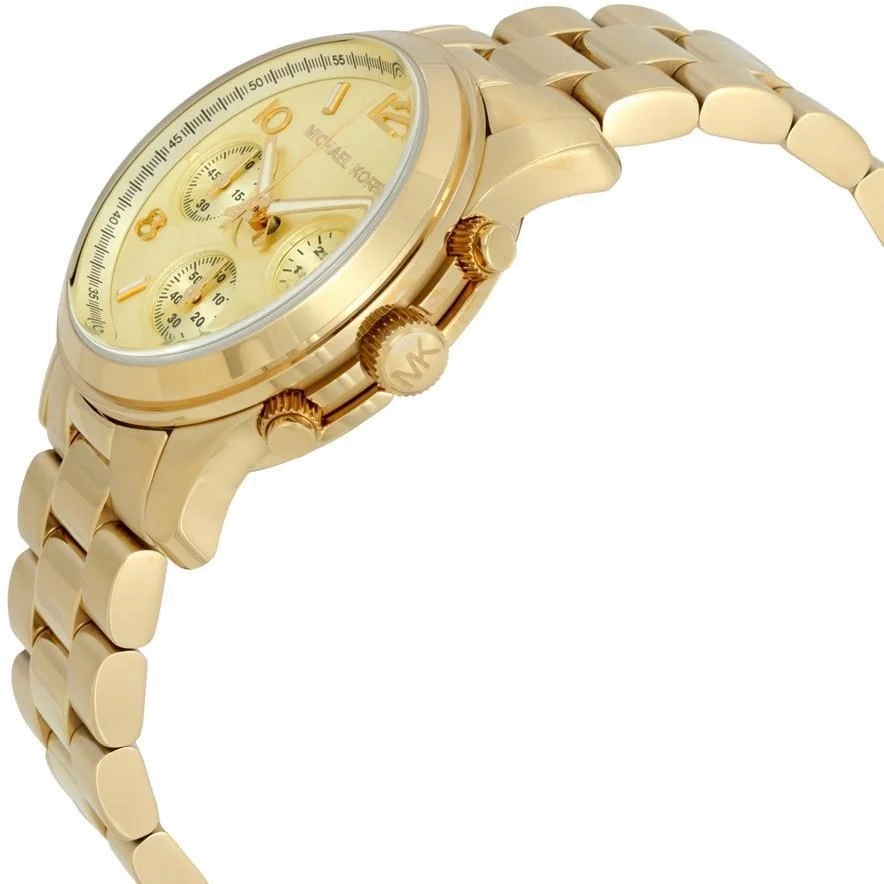 Montre Michael Kors Runway MK5055 pour Femme, Cadran et Bracelet Acier Doré, Chronographe vue 3