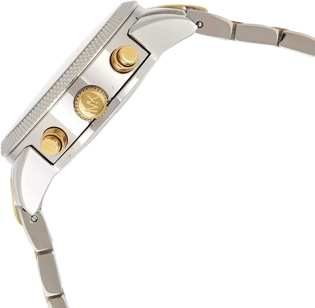 Montre Michael Kors Ritz MK5057 pour Femme - Cadran nacre argenté, bracelet acier bi-ton or et argent, chronomètre vue 3