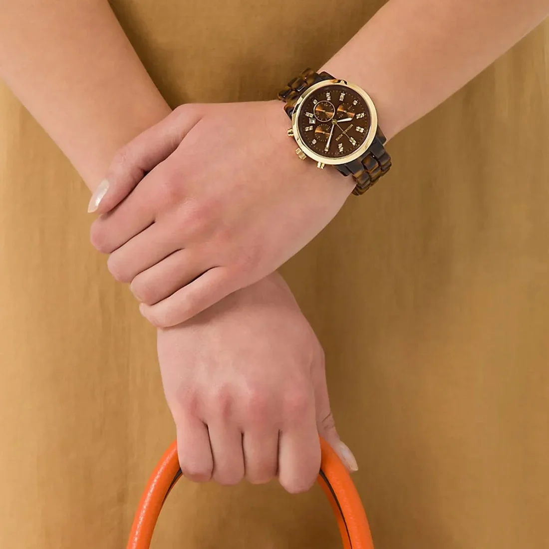 Montre Femme Michael Kors MK5216 - Cadran Doré & Bracelet Acétate Écaille de Tortue vue 4