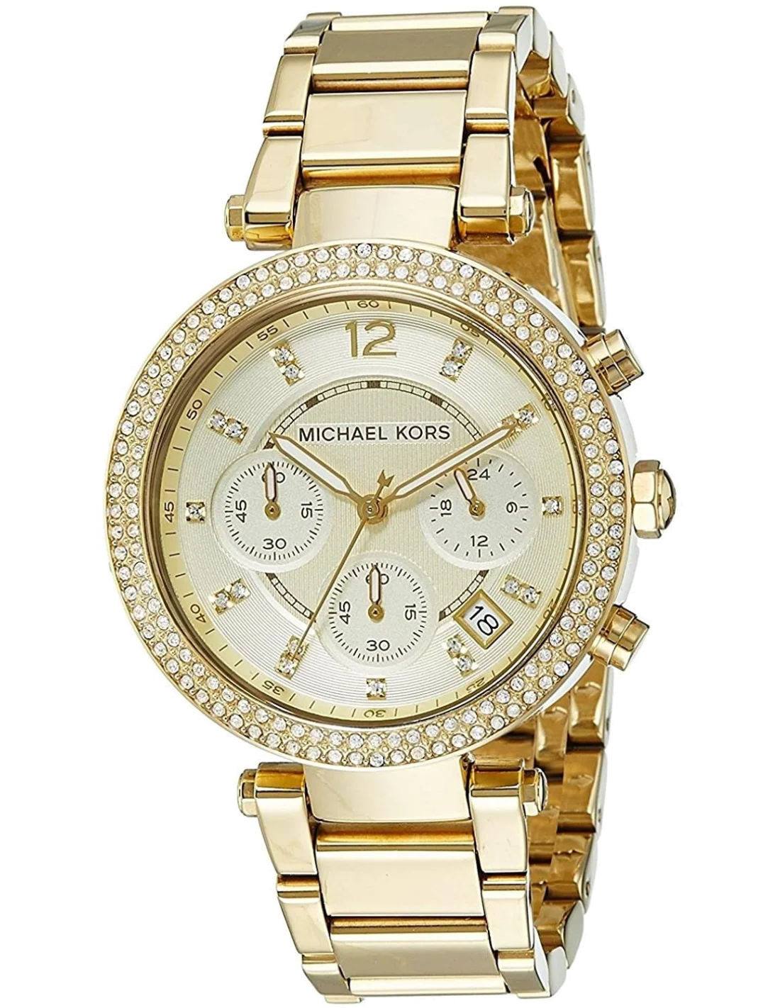Montre Femme Michael Kors MK5354 Parker - Boîtier et Bracelet Acier Doré, Cadran à Cristaux Swarovski