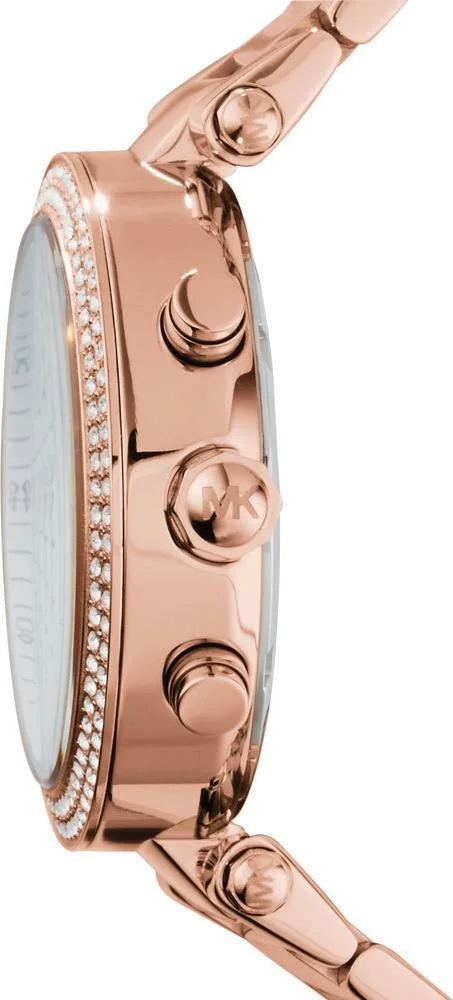 Montre Michael Kors Parker MK5491 Femme - Boîtier Or Rose, Cadran Blanc et Lunette à Cristaux vue 2