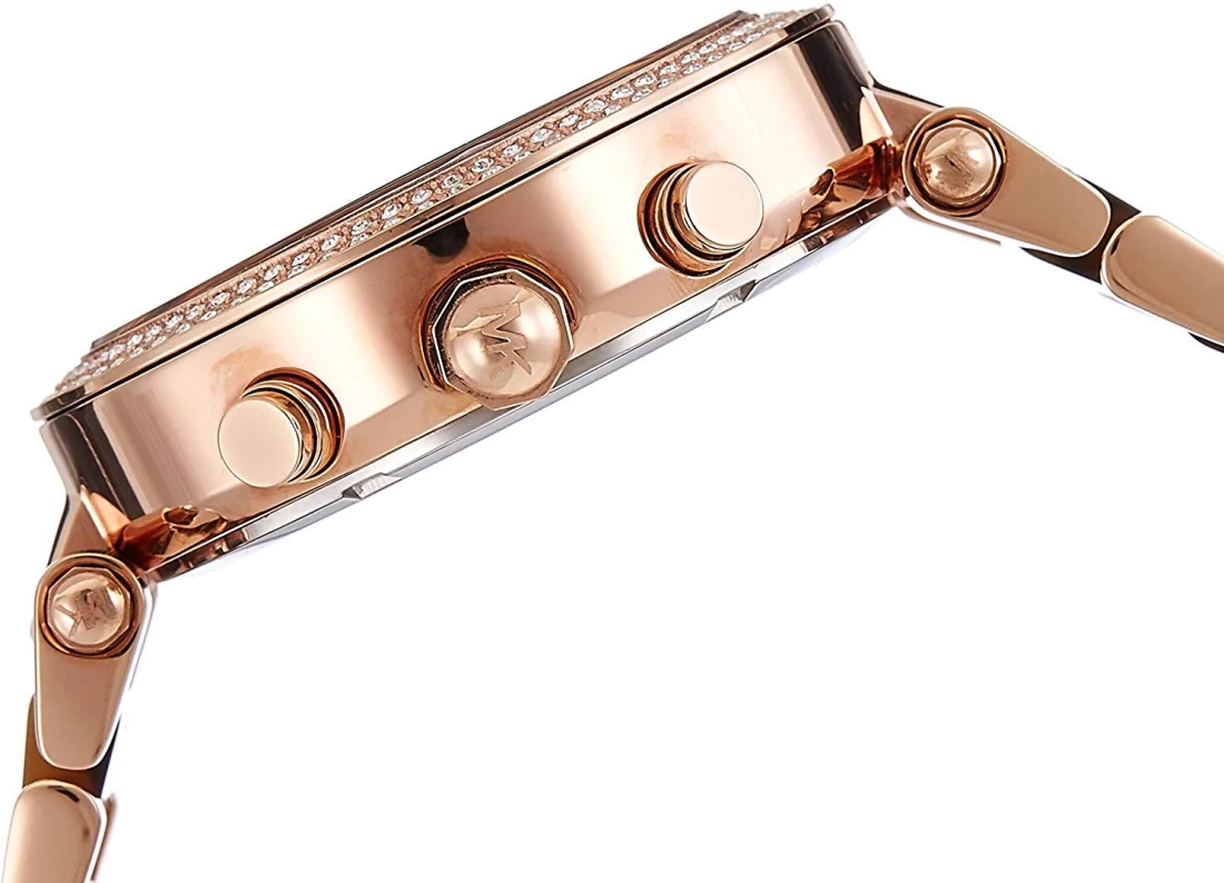 Montre Michael Kors Parker MK5538 pour Femme - Cadran Fuchsia, Bracelet Marron Acier et Acétate vue 2