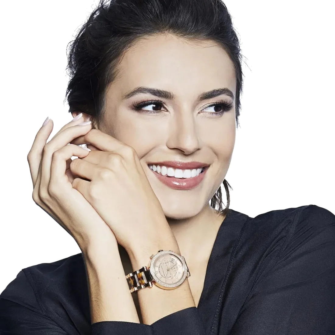 Montre Michael Kors Parker MK5538 pour Femme - Cadran Fuchsia, Bracelet Marron Acier et Acétate vue 4