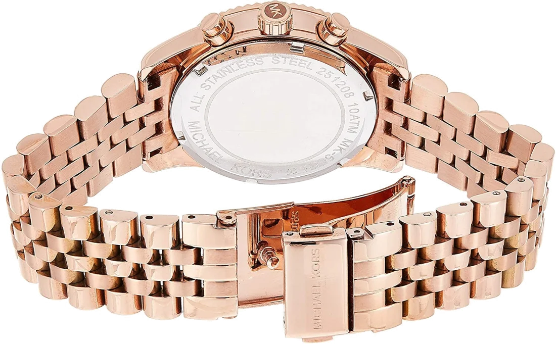 Montre Femme Michael Kors MK5569 Lexington Chronographe Acier PVD Or Rose vue 3