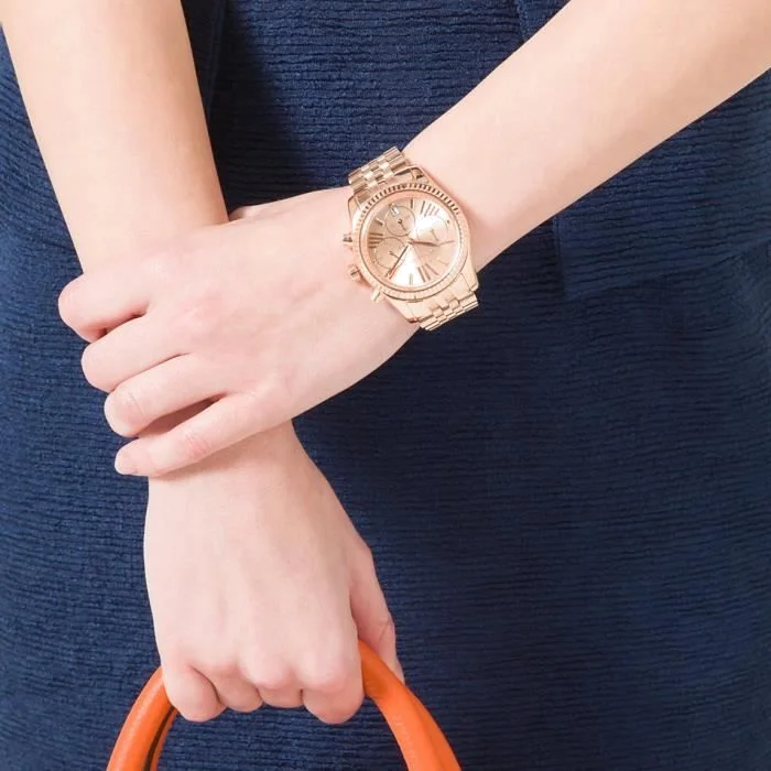 Montre Femme Michael Kors MK5569 Lexington Chronographe Acier PVD Or Rose vue 4