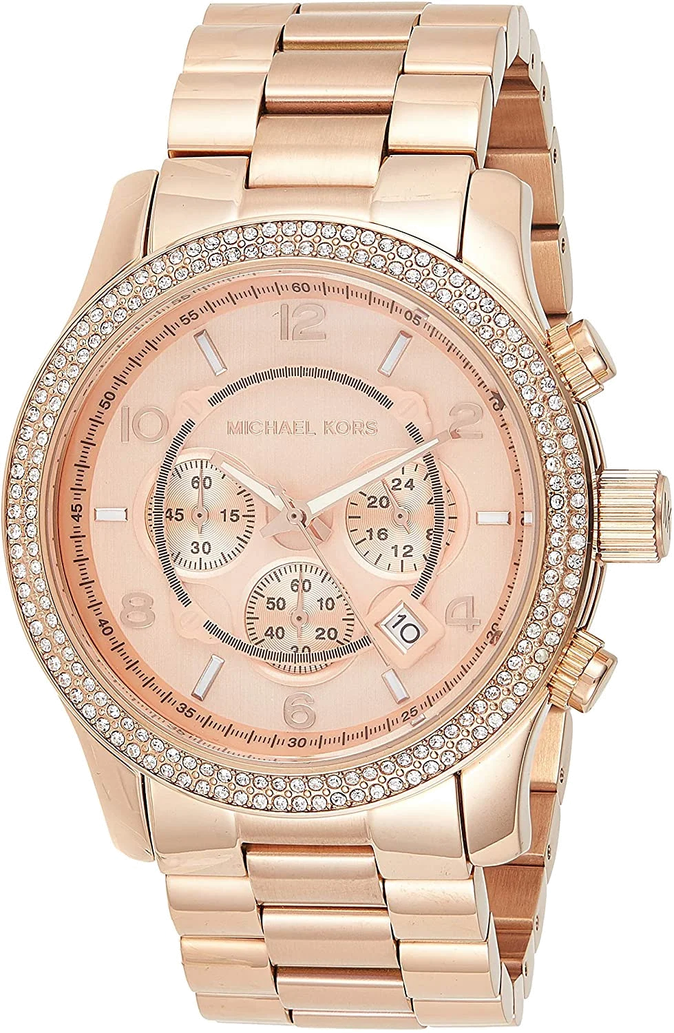 Montre Femme Michael Kors MK5576 Chronographe Acier Doré Rose Lunette Strass