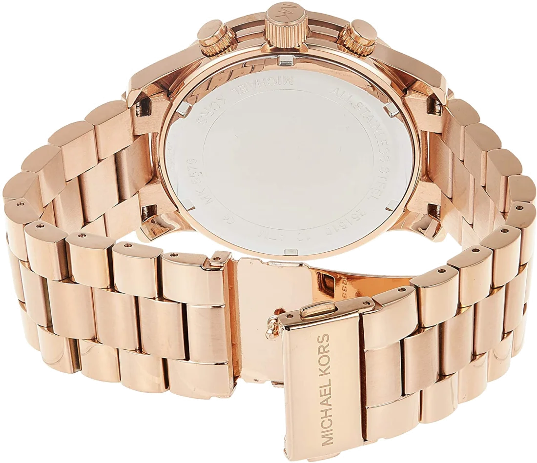 Montre Femme Michael Kors MK5576 Chronographe Acier Doré Rose Lunette Strass vue 3