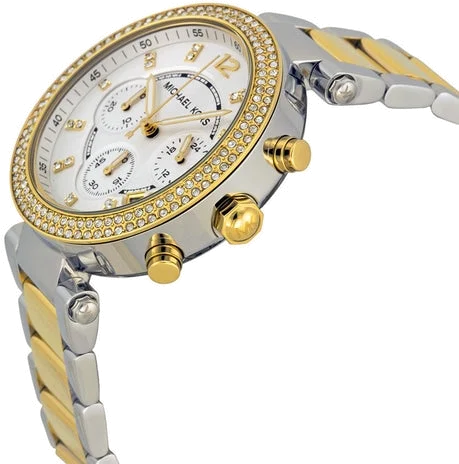 Montre Femme Michael Kors Parker MK5626 Chronographe Acier Bicolore Or et Argent vue 3