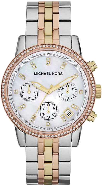 Montre Michael Kors MK5650 Ritz Femme - Chronographe Acier Bicolore Argent avec Cristaux