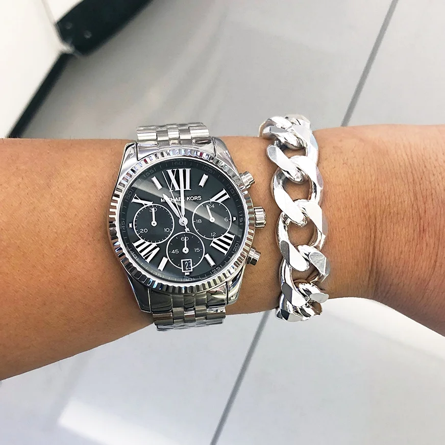 Montre Michael Kors MK5708 Chronographe Unisexe en Acier Doré et Cadran Noir vue 4