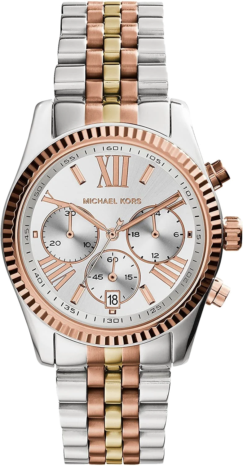 Montre Femme Michael Kors MK5735 Cadran Blanc Bracelet Acier Tricolore