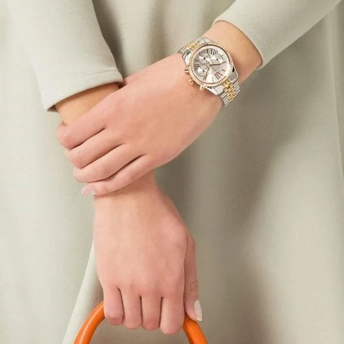 Montre Femme Michael Kors MK5735 Cadran Blanc Bracelet Acier Tricolore vue 5