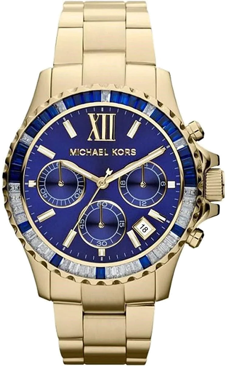 Montre Femme Michael Kors MK5754 Everest Chronographe Cadran Bleu Acier Doré