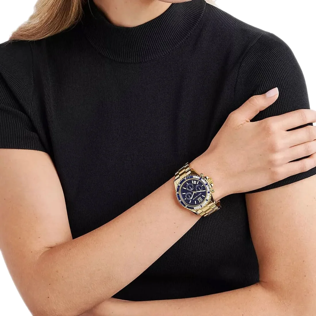 Montre Femme Michael Kors MK5754 Everest Chronographe Cadran Bleu Acier Doré vue 5