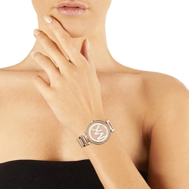 Montre Femme Michael Kors Parker MK5865 Acier Or Rose Cristaux vue 4
