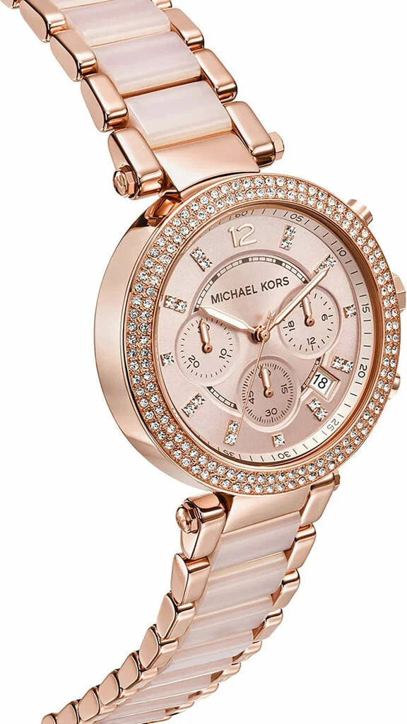 Montre Femme Michael Kors Parker MK5896 - Cadran et bracelet or rose, acier et strass vue 4