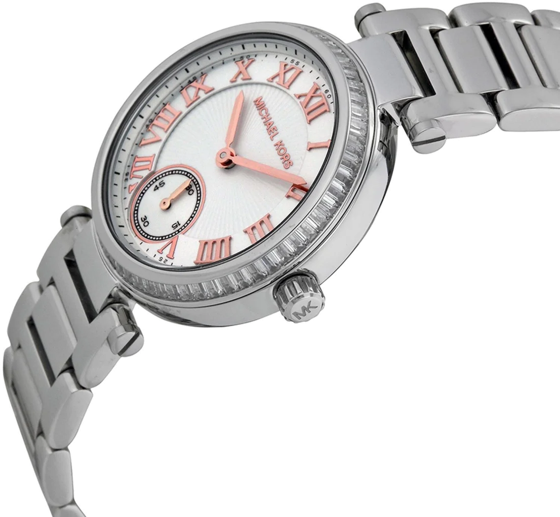 Montre Michael Kors MK5970 pour Femme - Cadran Blanc, Acier Argenté et Chiffres Romains vue 2