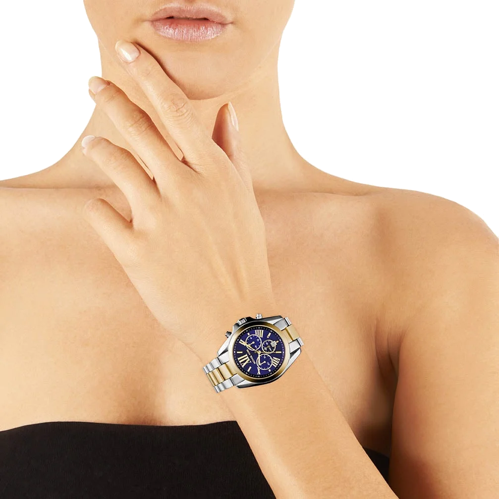 Montre Femme Michael Kors MK5976 Bradshaw - Cadran Bleu, Bracelet Acier Bi-ton Argent et Or vue 5