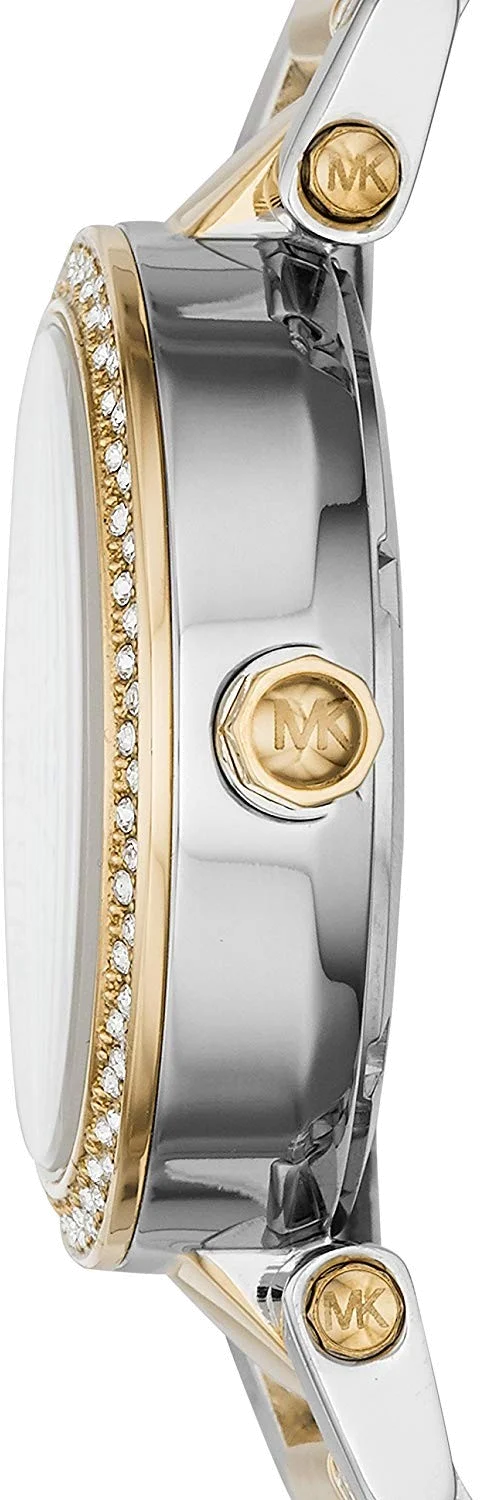 Montre Michael Kors MK6055 Chronographe Femme Bi-ton Acier Argent et Doré avec Cadran Blanc vue 3