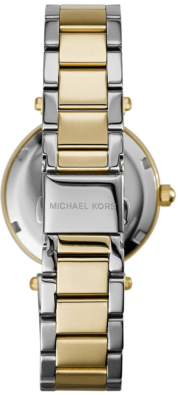 Montre Michael Kors MK6055 Chronographe Femme Bi-ton Acier Argent et Doré avec Cadran Blanc vue 4