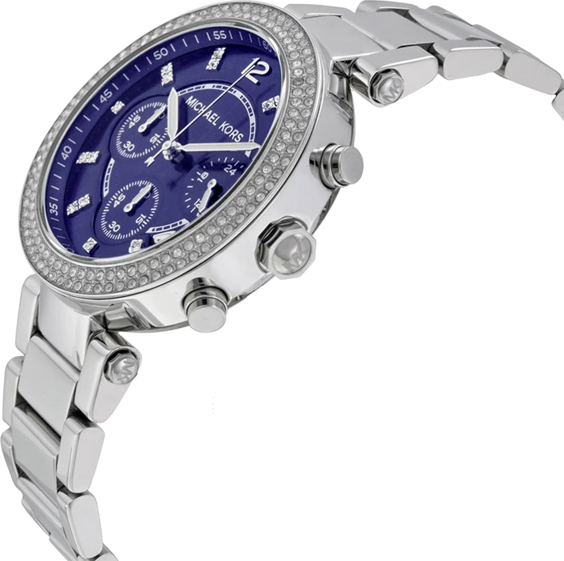 Montre Femme Michael Kors MK6117 Parker Chronographe Acier Cadran Bleu Cristaux vue 2