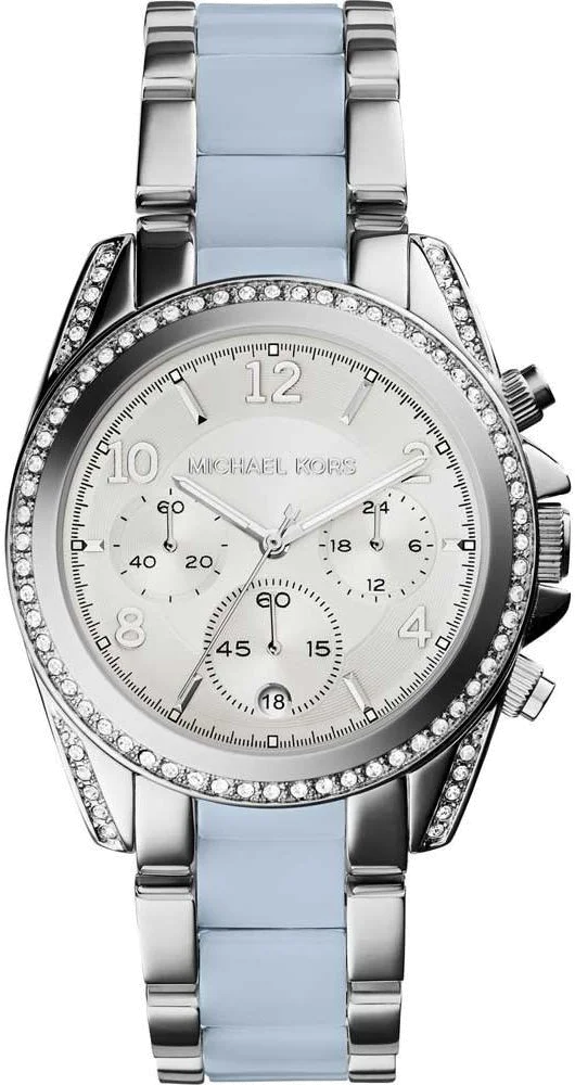 Montre Michael Kors Blair MK6137 pour Femme, Cadran Argent et Bracelet Bleu Acier