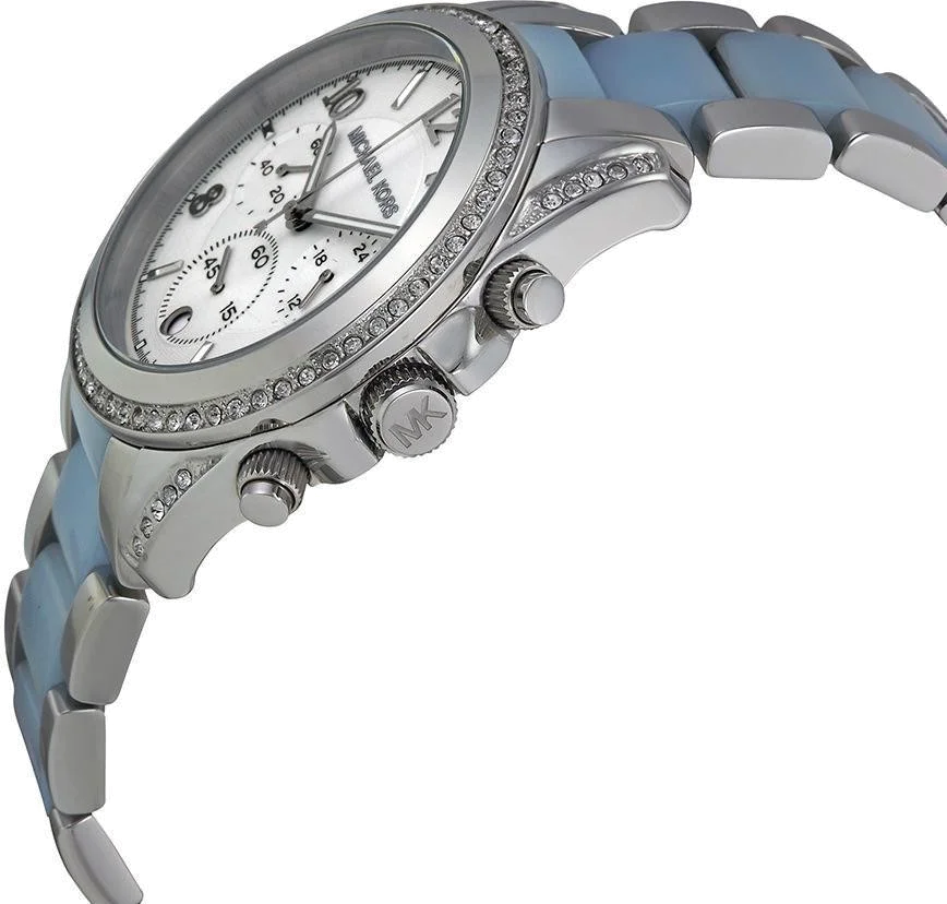 Montre Michael Kors Blair MK6137 pour Femme, Cadran Argent et Bracelet Bleu Acier vue 2