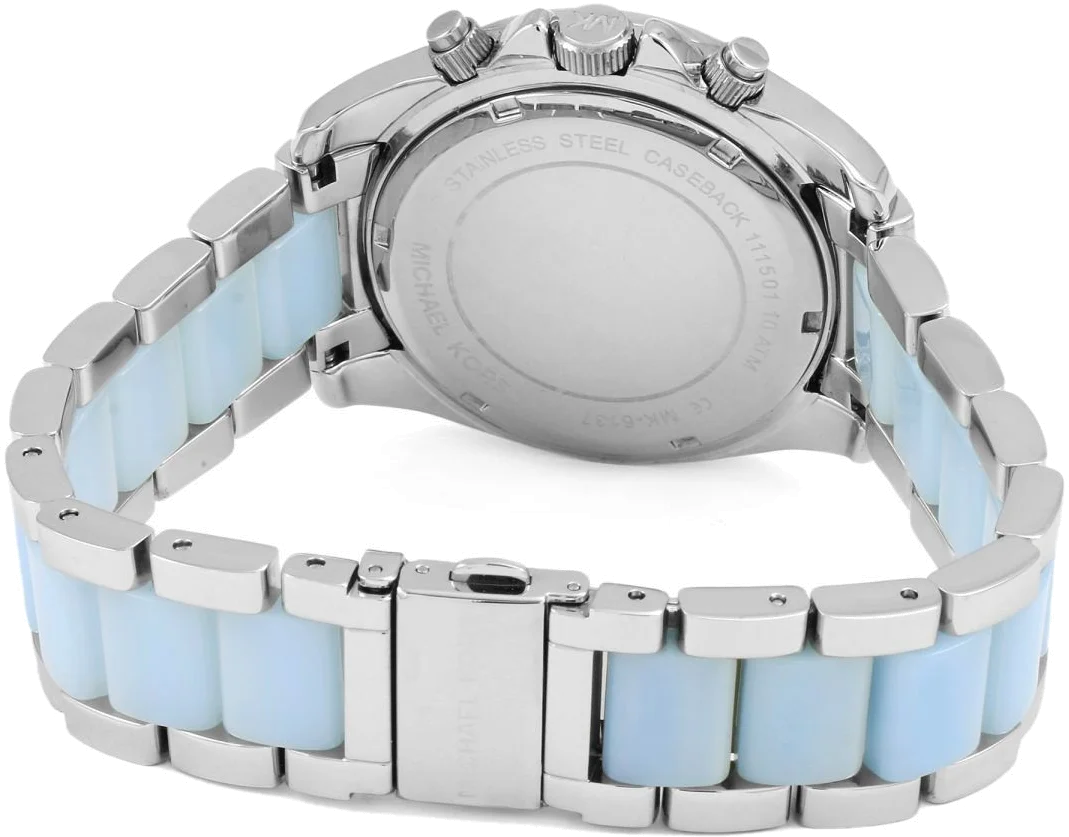 Montre Michael Kors Blair MK6137 pour Femme, Cadran Argent et Bracelet Bleu Acier vue 3