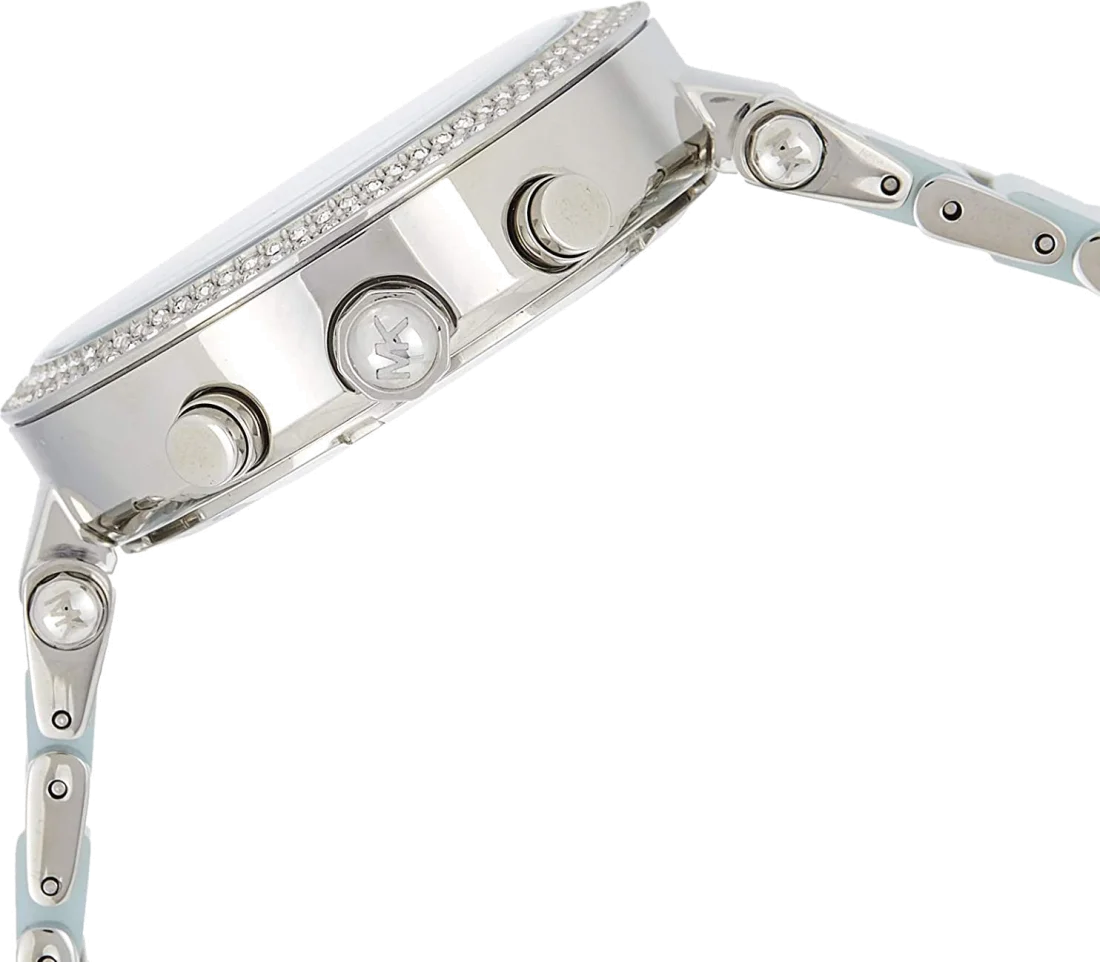 Montre Femme Michael Kors MK6138 Parker - Cadran Nacre, Bracelet Bi-matière Acier et Bleu, Chronographe vue 3