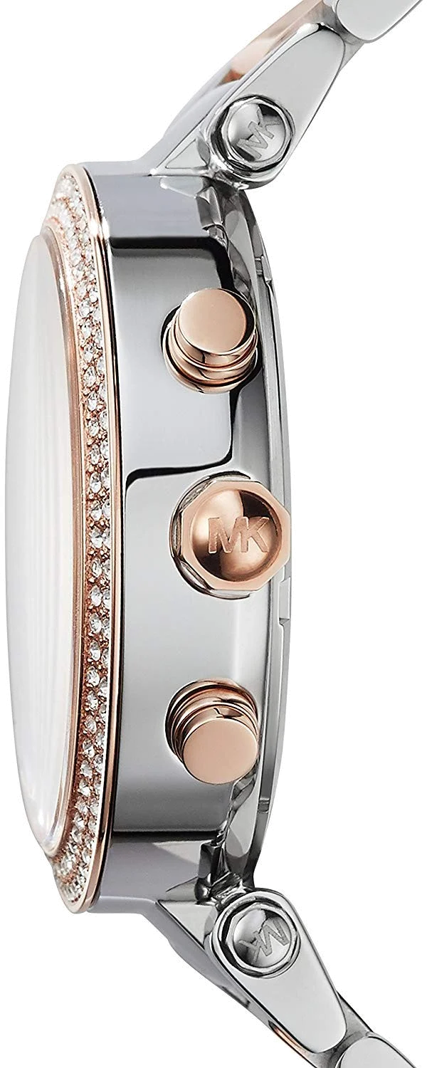 Montre Femme Michael Kors Parker MK6141 - Cadran Bleu, Bracelet Bicolore Acier Or Rose et Argent vue 2