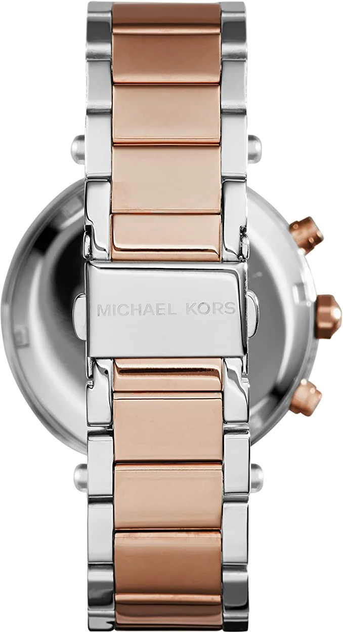Montre Femme Michael Kors Parker MK6141 - Cadran Bleu, Bracelet Bicolore Acier Or Rose et Argent vue 3
