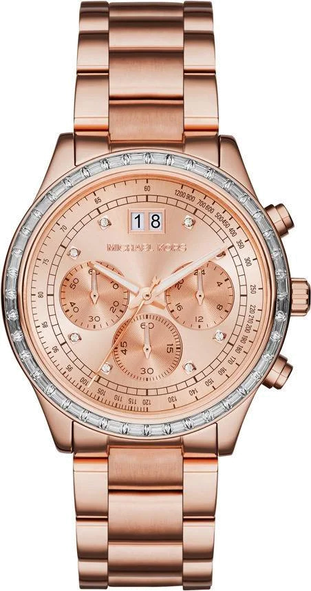 Montre Femme Michael Kors MK6204 Chronomètre en Acier Or Rose et Argent