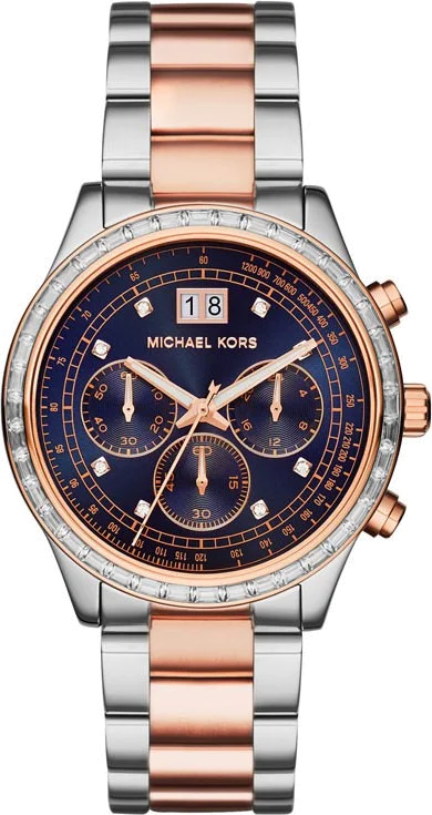 Montre Femme Michael Kors MK6205 Brinkley Cadran Bleu Acier Argenté Bi-ton