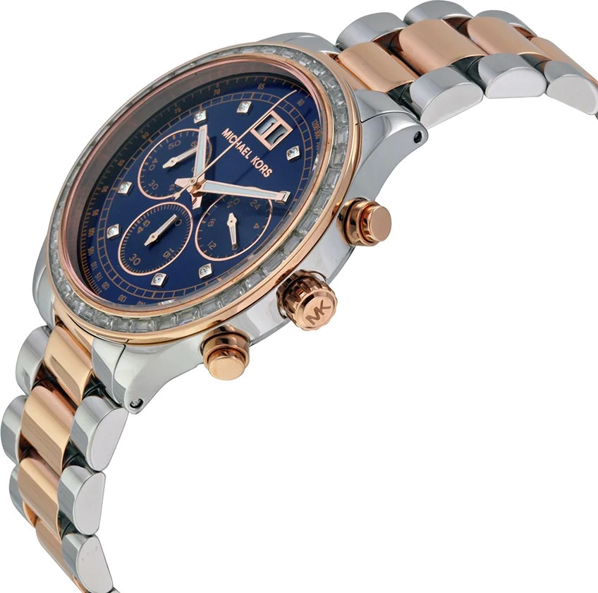 Montre Femme Michael Kors MK6205 Brinkley Cadran Bleu Acier Argenté Bi-ton vue 2