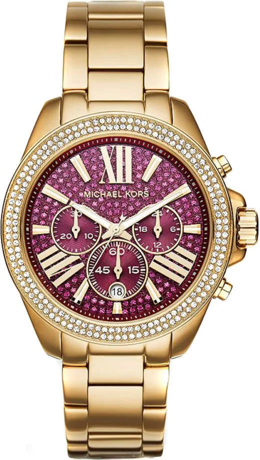 Montre Femme Michael Kors MK6290 Wren - Cadran Fuchsia Pavé Cristaux - Bracelet Or Acier