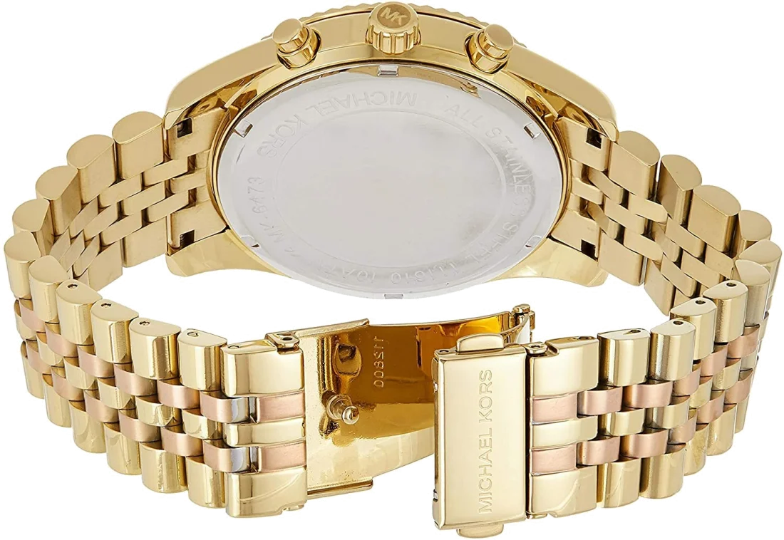 Montre Femme Michael Kors MK6473 Lexington Chronographe Acier Doré Rose vue 4