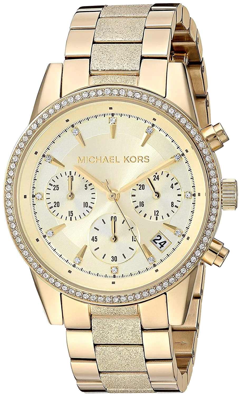 Montre Femme Michael Kors MK6597 Ritz Chronographe Dorée à Cadran Champagne