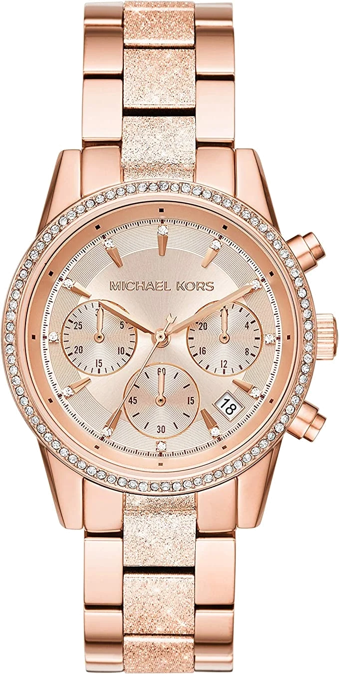 Montre Femme Michael Kors Ritz MK6598 en acier or rose à cristaux