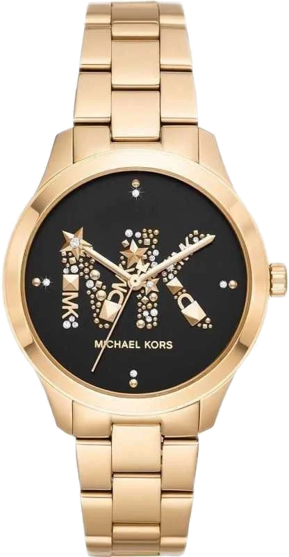 Montre Femme Michael Kors MK6682 en Acier Doré, Cadran Noir Gravé
