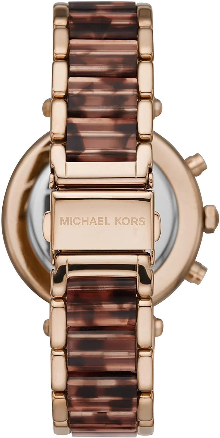 Montre Michael Kors Parker MK6832 pour Femme, Cadran Or Rose et Bracelet Marron vue 2