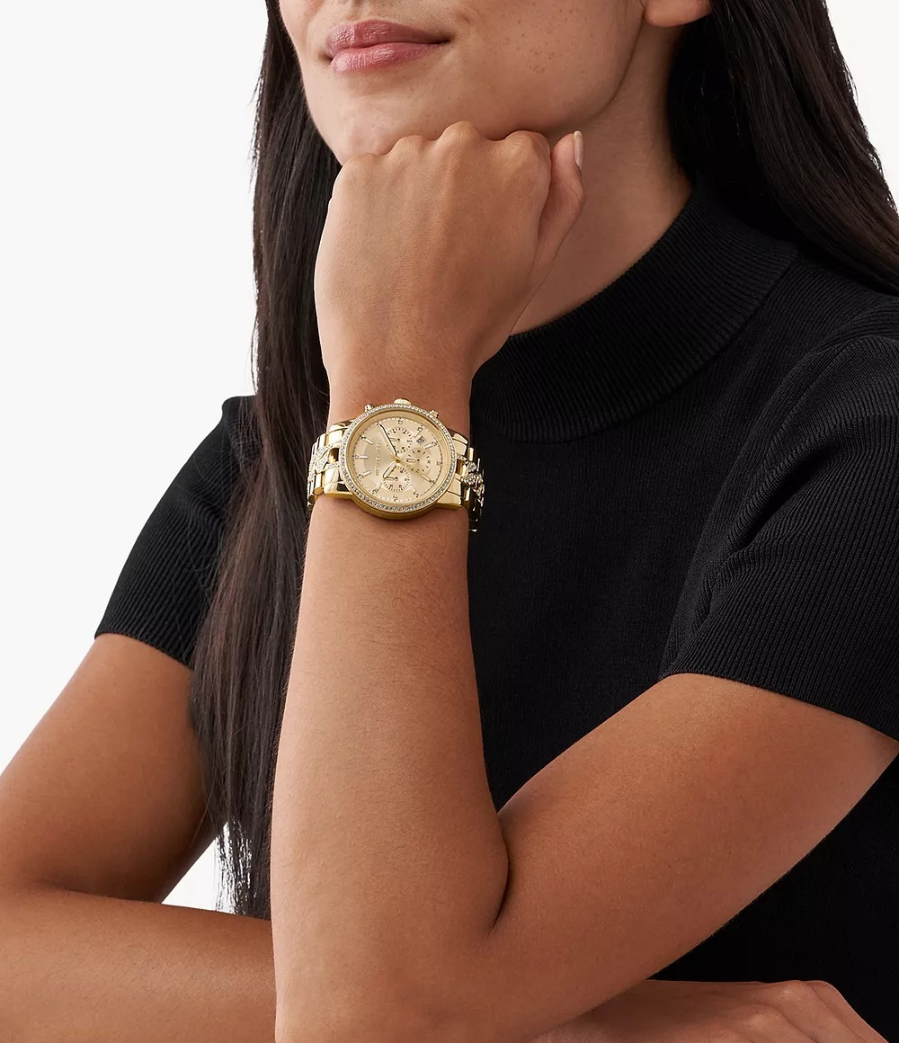 Montre femme Michael Kors Ritz MK6937 Chronographe acier doré vue 4