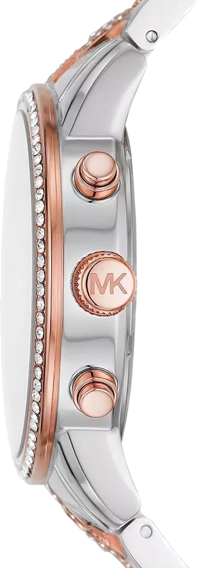 Montre Michael Kors Ritz MK6938 Chronographe Femme Bicolore Argent et Or Rose vue 3