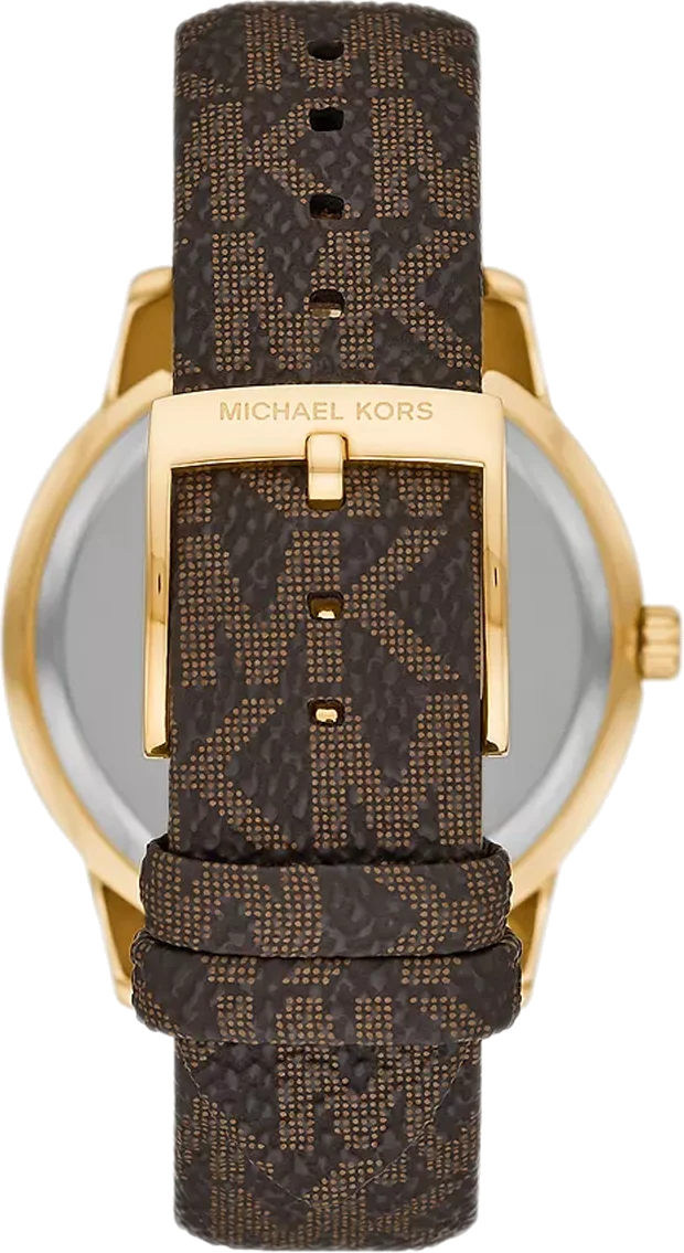 Montre Michael Kors MK6966 Tibby Femme, Cadran Argent, Boîtier Or, Bracelet Cuir Marron vue 2