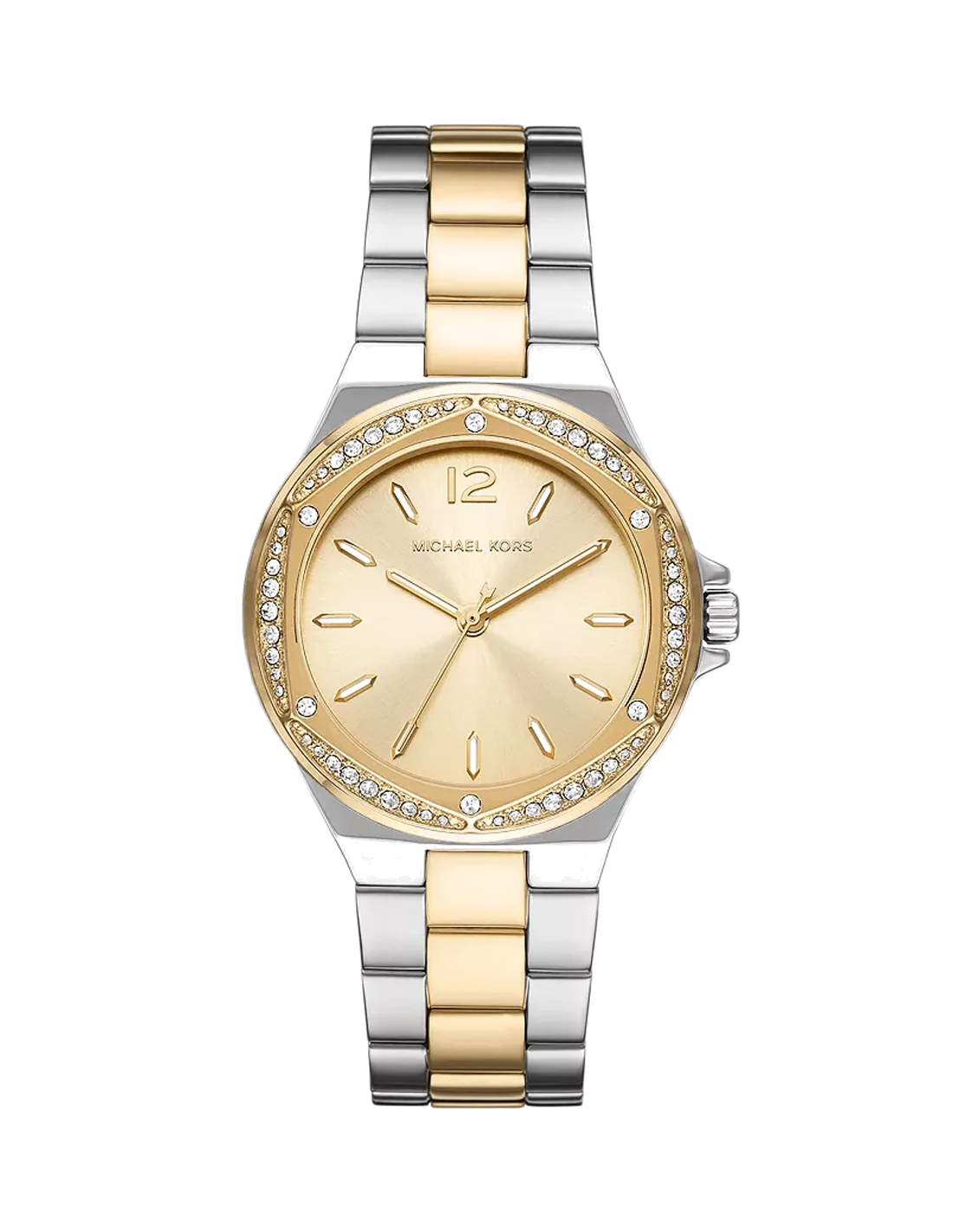 Montre Michael Kors Lennox MK6988 pour femme - Cadran doré, bracelet acier inoxydable bicolore argent et or