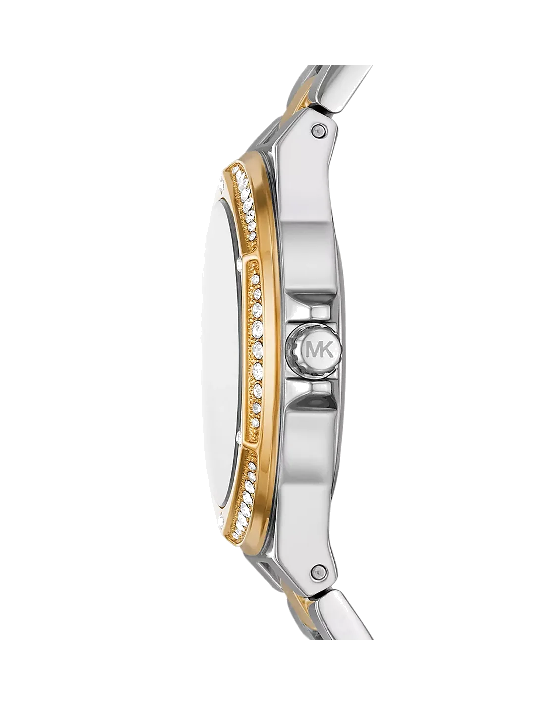 Montre Michael Kors Lennox MK6988 pour femme - Cadran doré, bracelet acier inoxydable bicolore argent et or vue 2