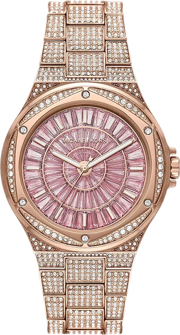 Montre Femme Michael Kors Lennox MK6992 Cadran Pavé Cristaux Bracelet Acier Or Rose