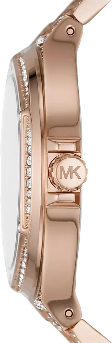Montre Femme Michael Kors Lennox MK6992 Cadran Pavé Cristaux Bracelet Acier Or Rose vue 3