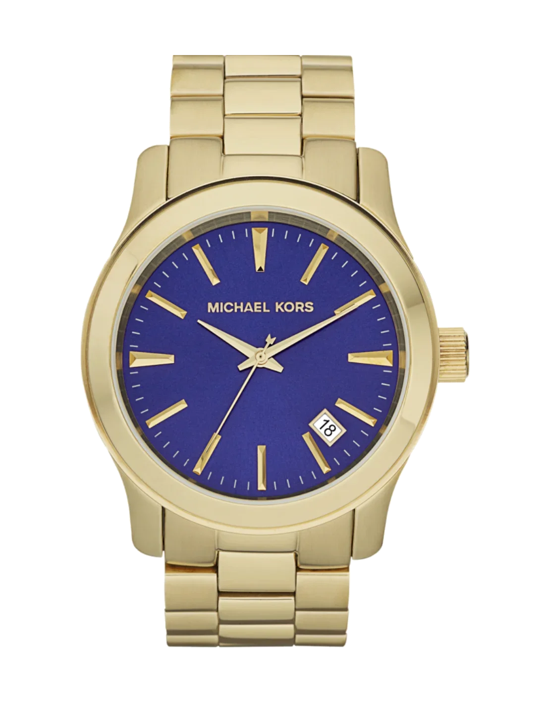 Montre Michael Kors MK7049 Runway Unisexe en Acier Doré avec Cadran Bleu