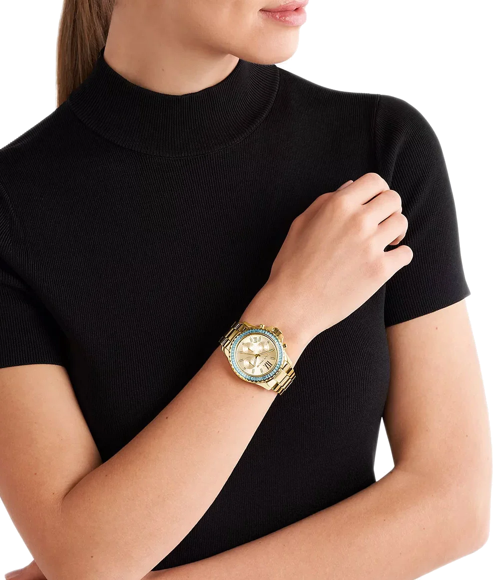 Montre Michael Kors Everest MK7210 Chronographe Femme en Acier Doré avec Cristaux vue 5